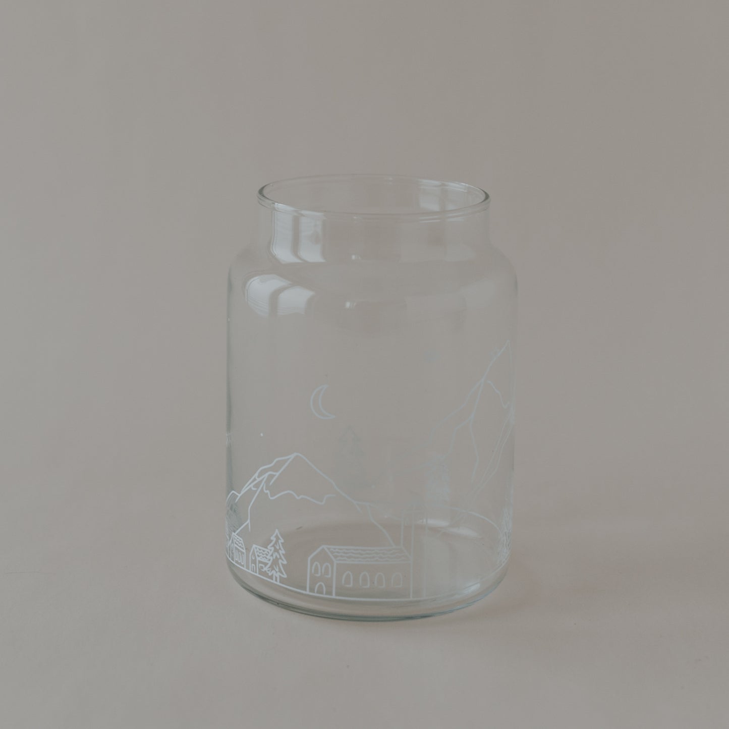 Vase aus Glas groß Schneelandschaft