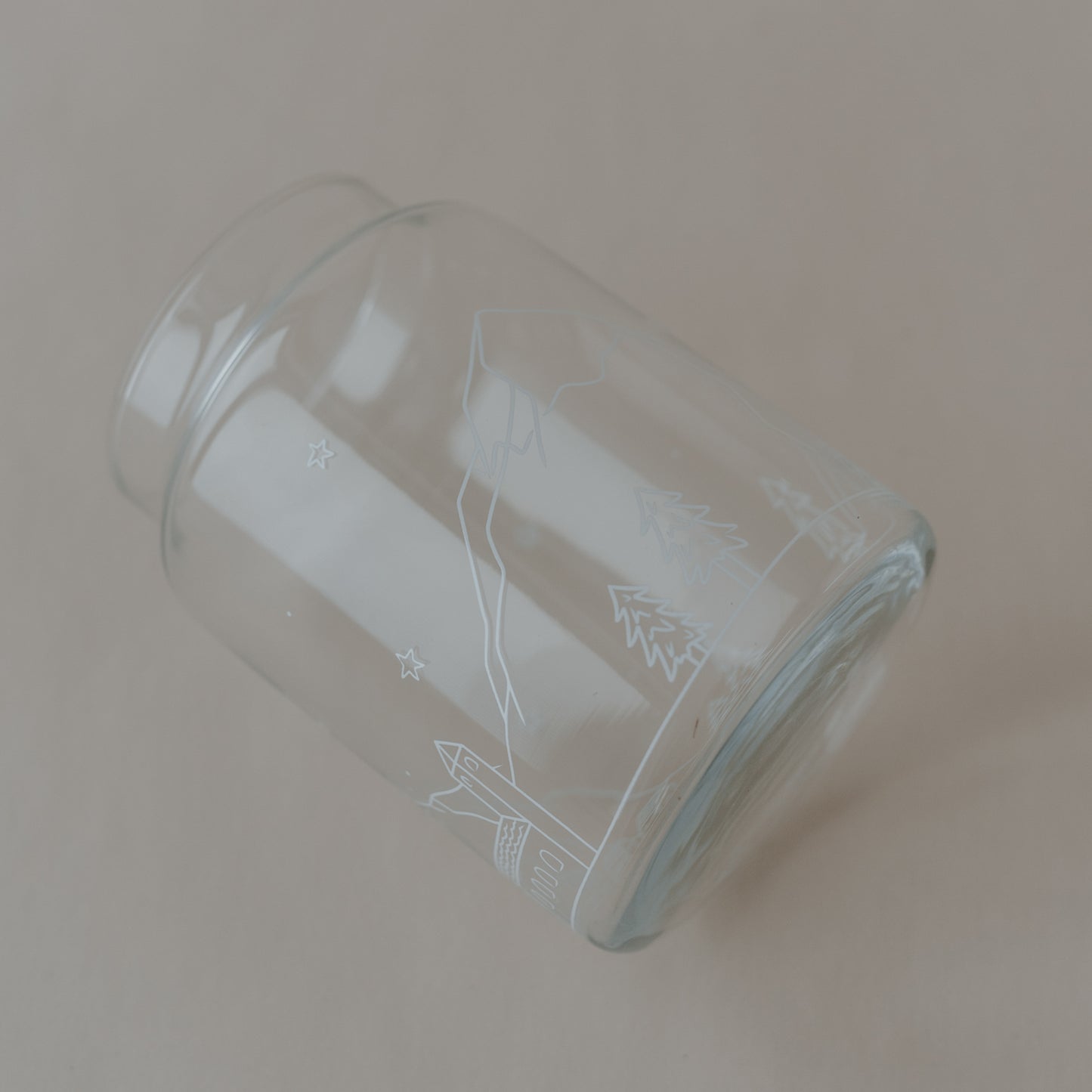 Vase aus Glas groß Schneelandschaft