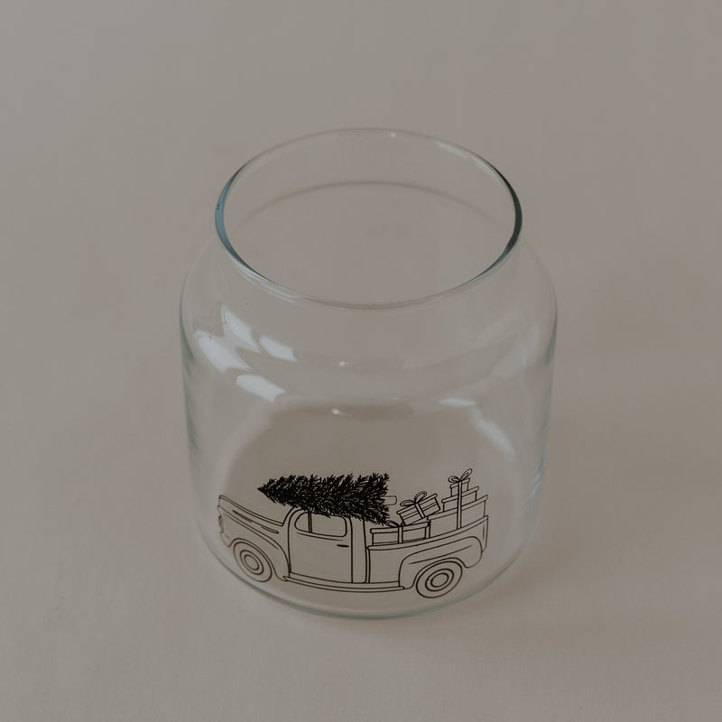 Vase aus Glas mittel Weihnachtsauto