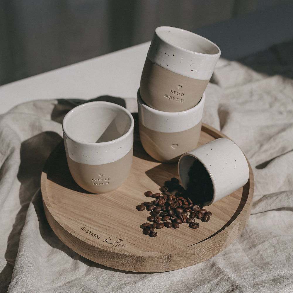 Plateau tournant en chêne Erstmal Kaffee