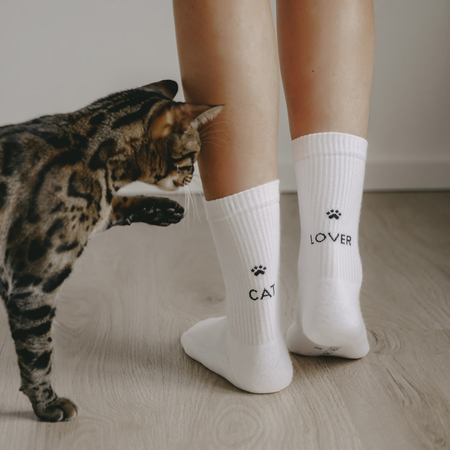 Socken weiß Cat Lover | Eulenschnitt 