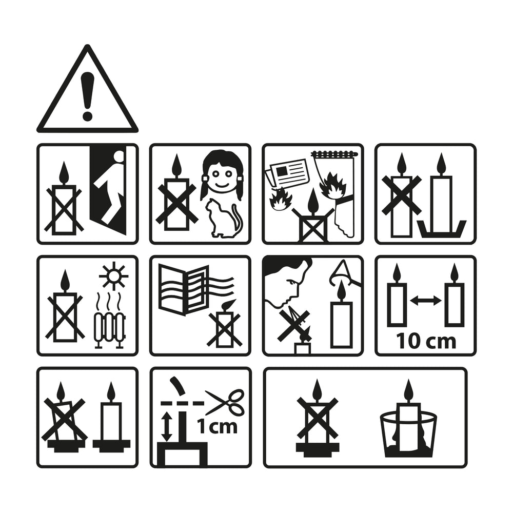 Warnhinweis Kerzen | Eulenschnitt 