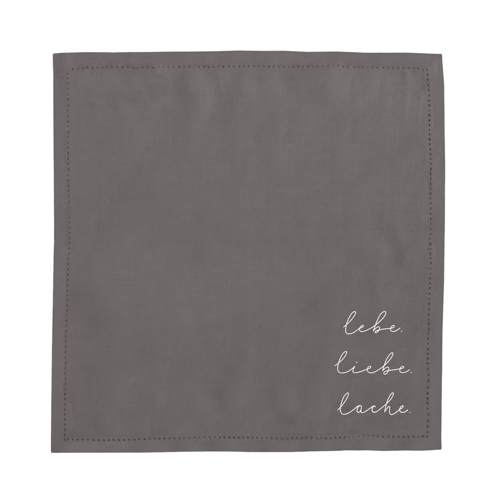 Serviettes en lin Liebe Lebe Lache en lot de 4